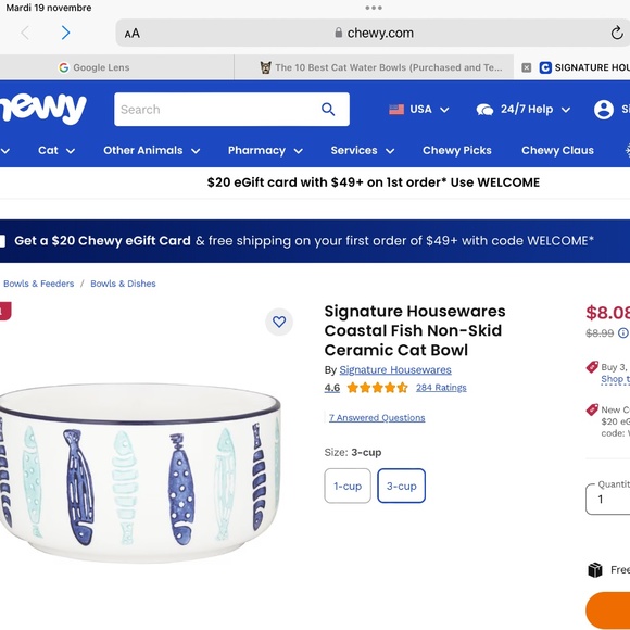 SIGNATURE HOUSEWARES INC. SET OF 2 FISH THEMED CAT FEEDING/WATER BOWLS - Picture 9 of 12